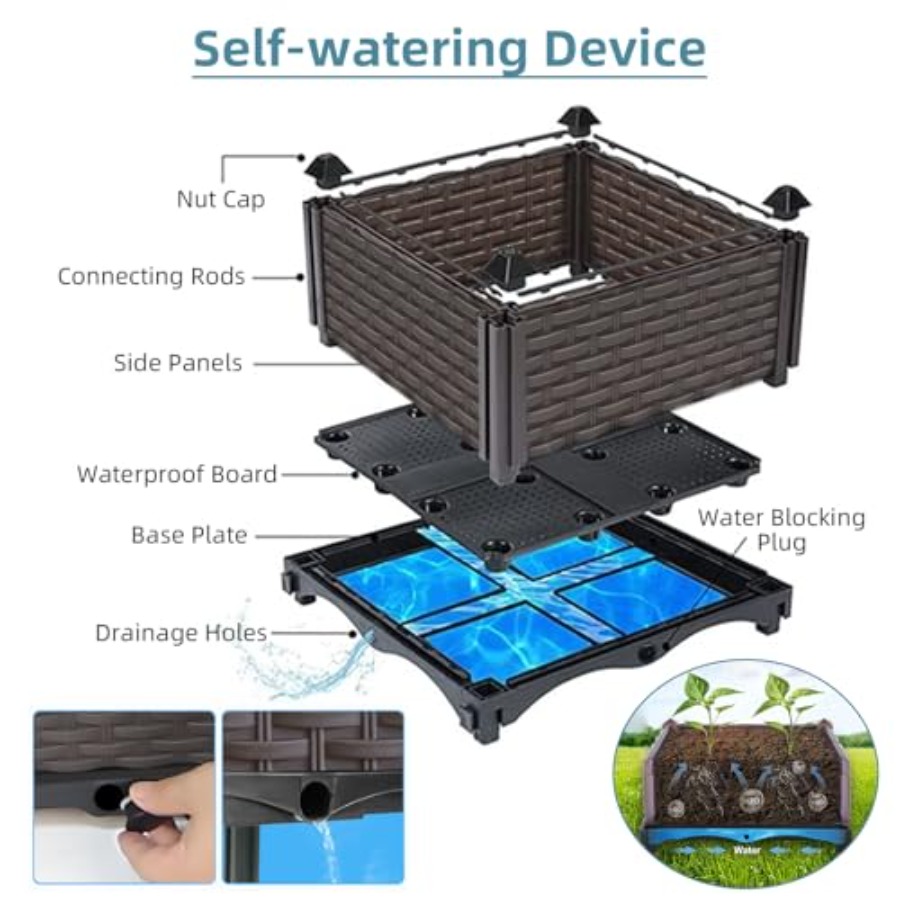 صندوق زراعة مرتفع ذاتي الري لل - مراجعة Self-Watering Planter وسعره